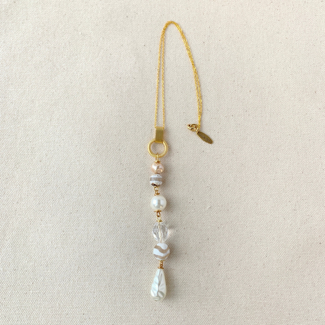 Magnolia Collection Pearl and Agate Chandelier Pendant Necklace