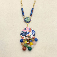 Folk Art Collector&#39;s Long Beaded Pendant Necklace
