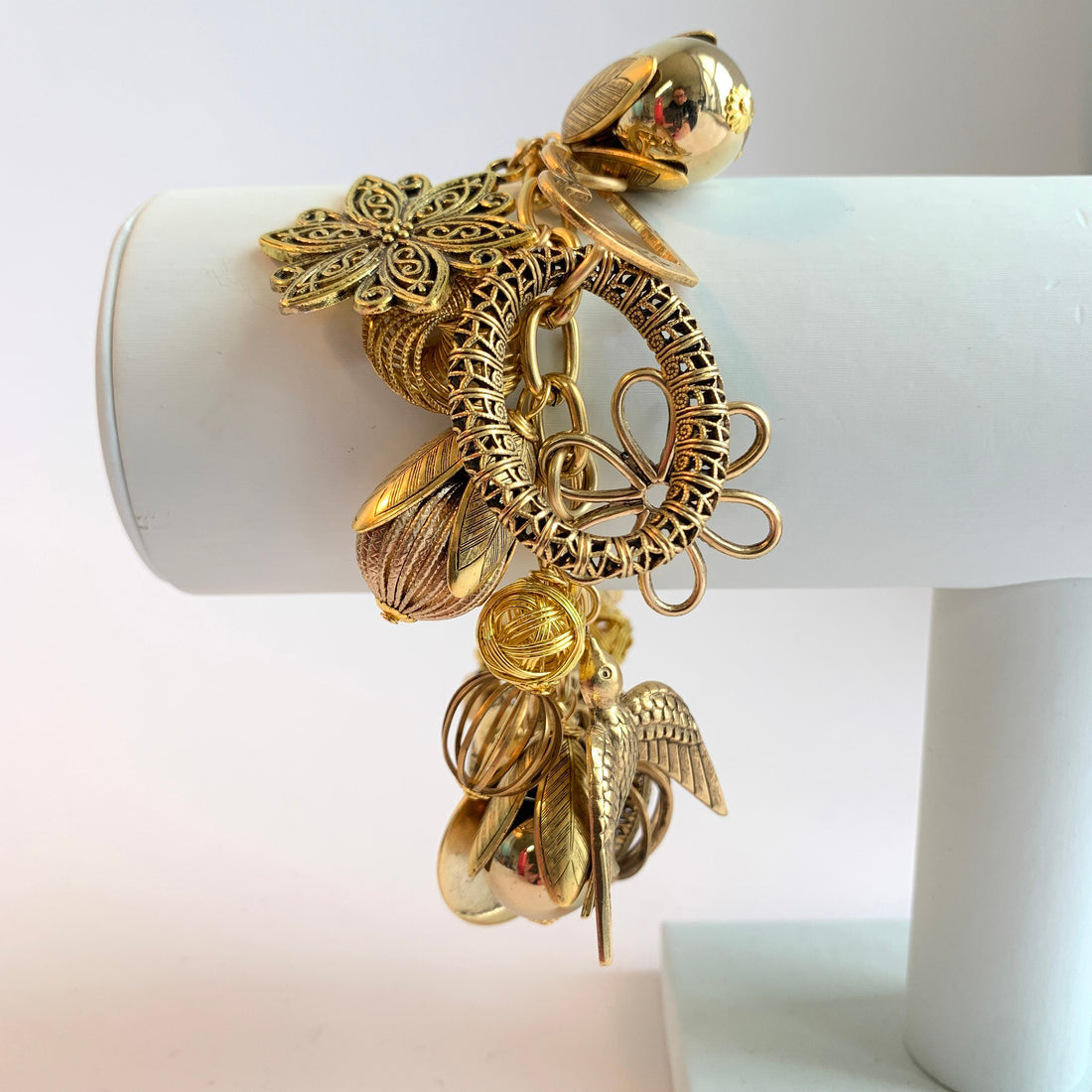 Vintage Inspired Gilded Charm Bracelet