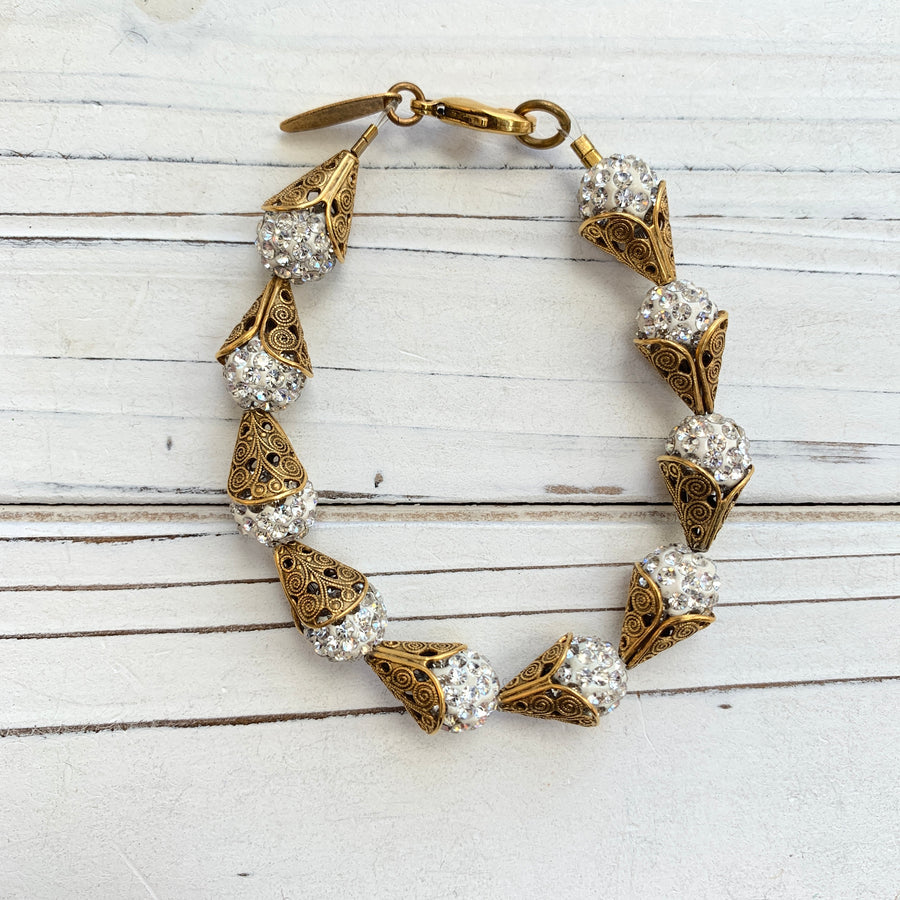 Lenora Dame Classic Filigree Bead Cap Bracelet - Color Options