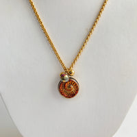 NEW Lenora Dame Sunset Czech Glass Ammonite Pendant Necklace