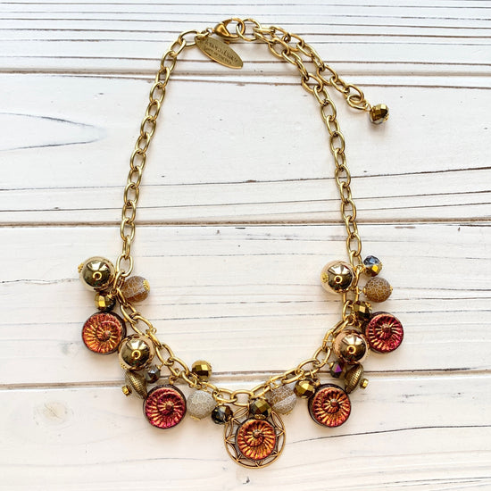Lenora Dame Sunset Red Ammonite Charm Necklace