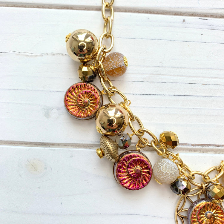 Lenora Dame Sunset Red Ammonite Charm Necklace