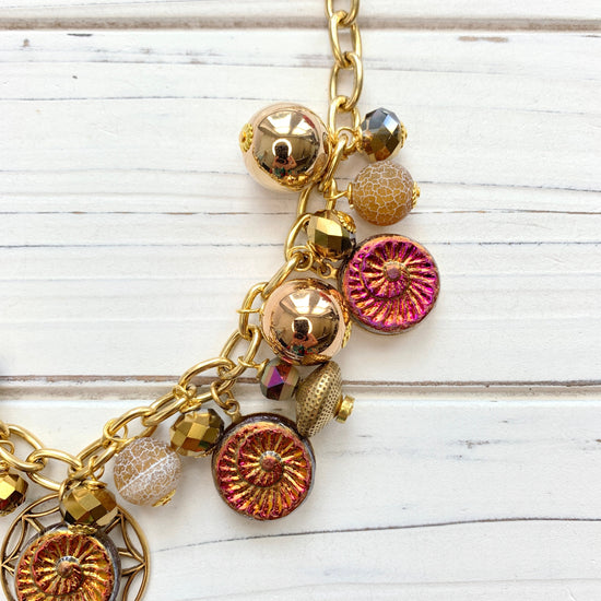 Lenora Dame Sunset Red Ammonite Charm Necklace