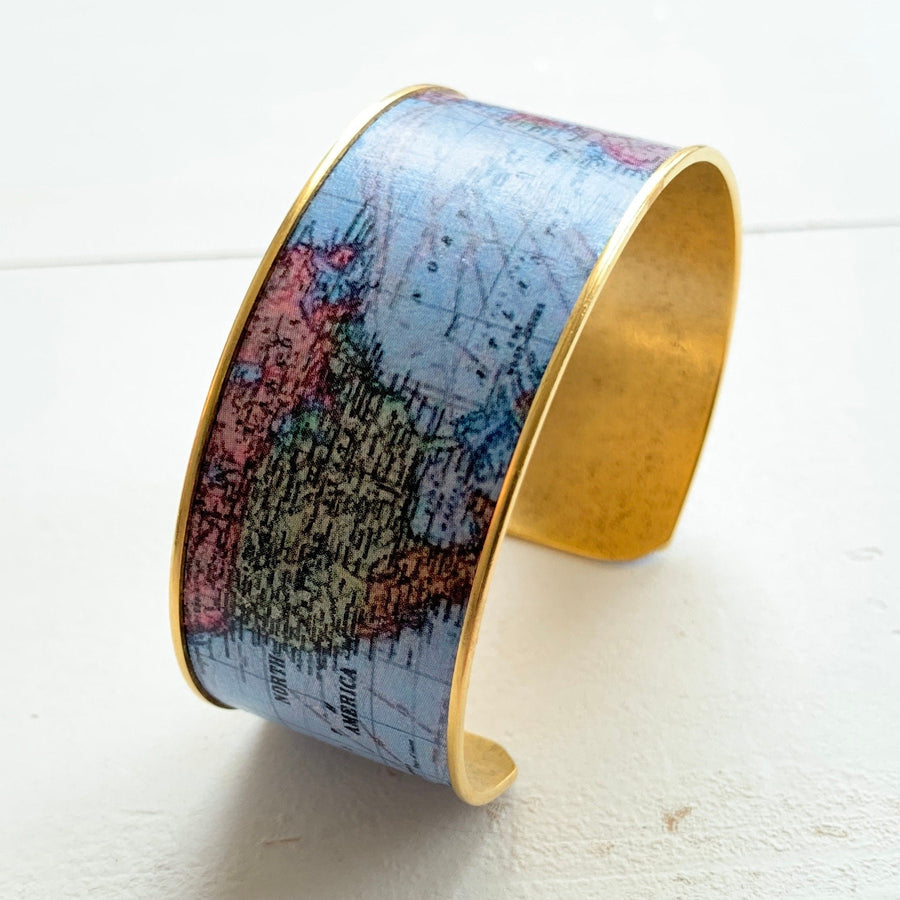 Wanderlust Vintage Map Cuff Bracelet