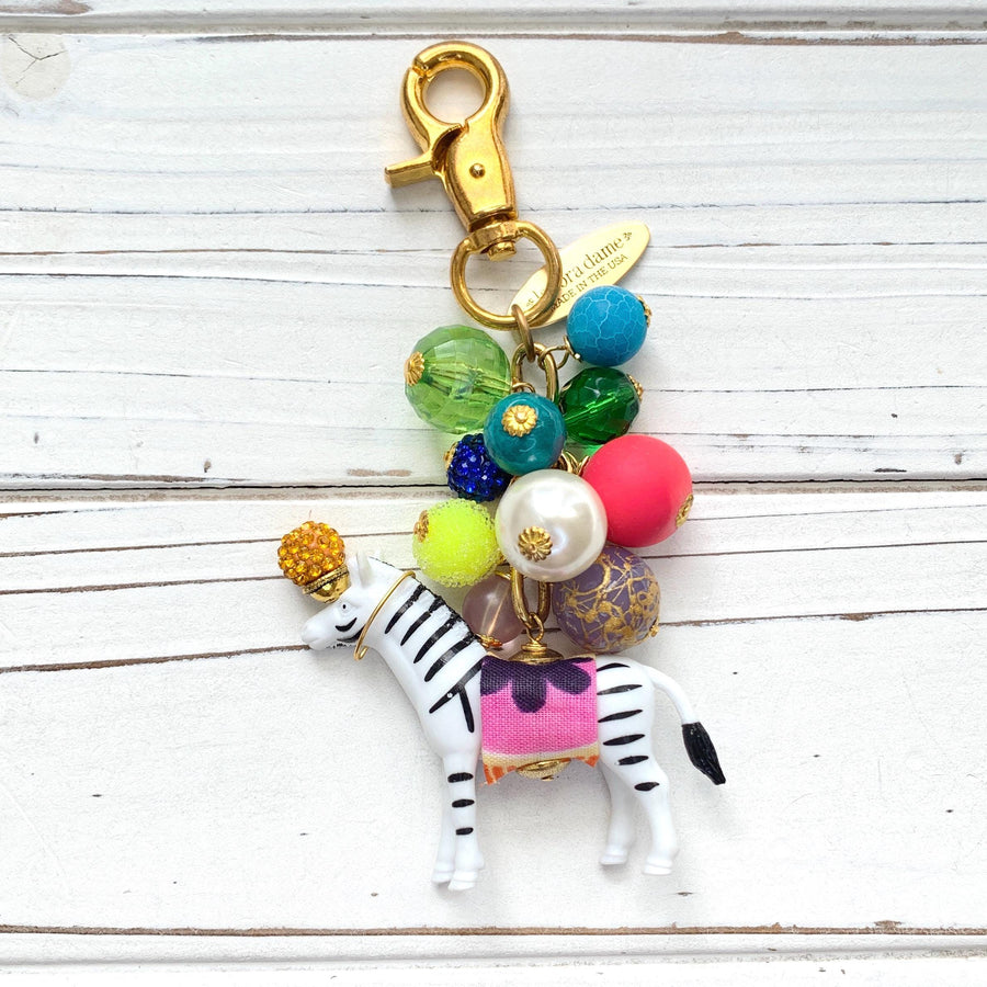 Colorful Circus Zebra Bag Charm