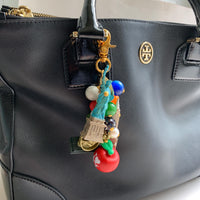 New York City bag charm . New York City keychain with colorful beads and statue of liberty charm.