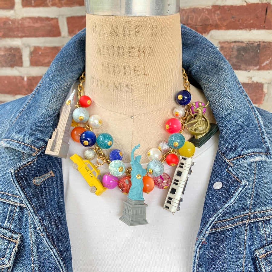 New York City charms necklace for women. Statue of liberty charm necklace.