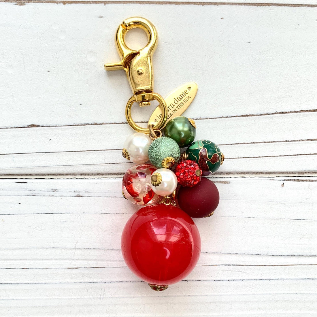 Red and Green bag charm. Bag charm for Christmas.