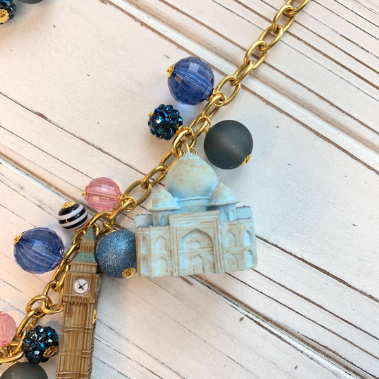 NEW DESIGN Lenora Dame World Traveler Charm Necklace - Iconic Landmarks Charm Necklace