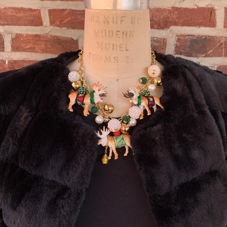 LIMITED EDITION Lenora Dame Rudolph Reindeer Christmas Necklace