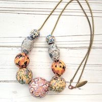 NEW Lenora Dame Autumn Decoupage Statement Necklace - One-of-a-Kind