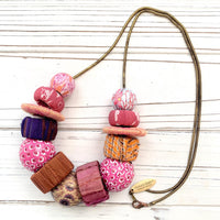 NEW Lenora Dame Autumn Decoupage Statement Necklace - One-of-a-Kind