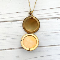 Czech Glass Button Locket Pendant Necklace