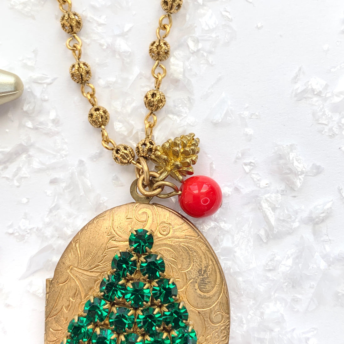 Christmas Tree Locket Necklace