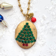 Christmas Tree Locket Necklace