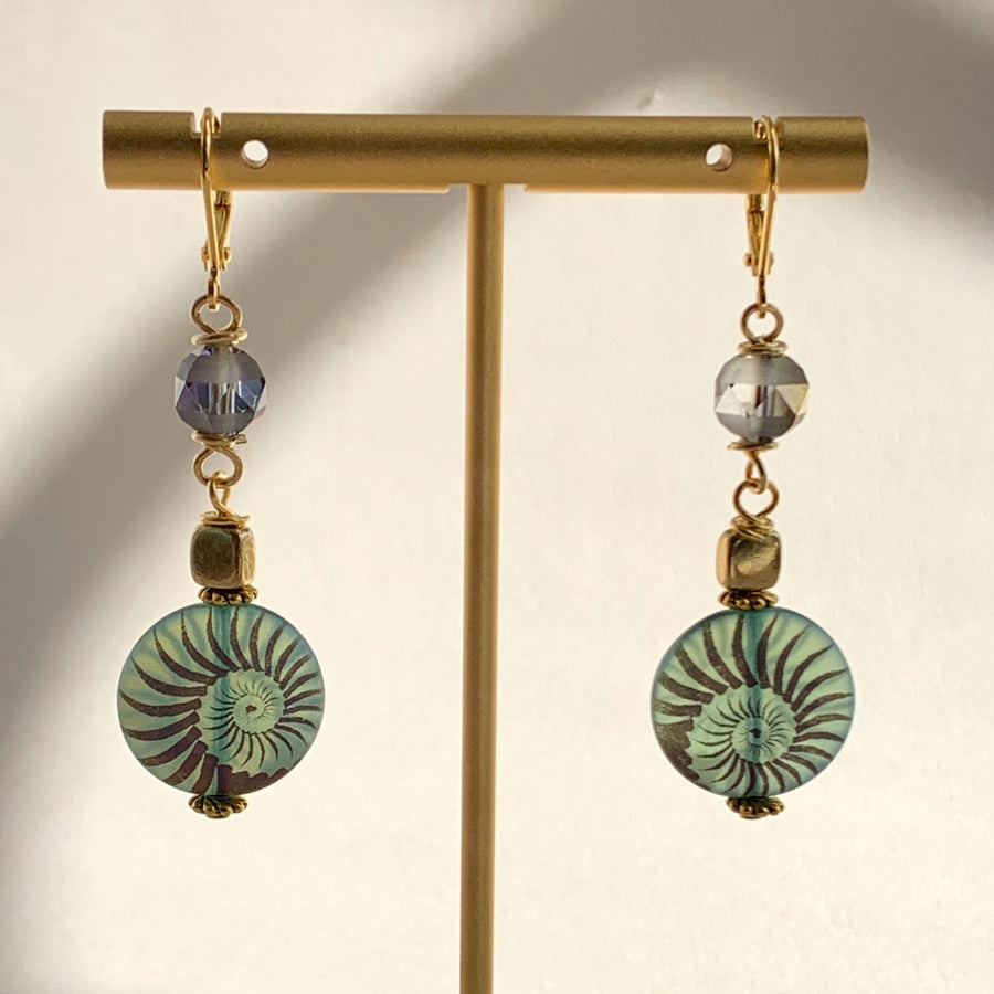 Czech Glass Ammonite Earrings