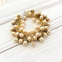 Lenora Dame Filigree Bead Cap Pearl Charm Bracelet - 3 Pearl Color Options