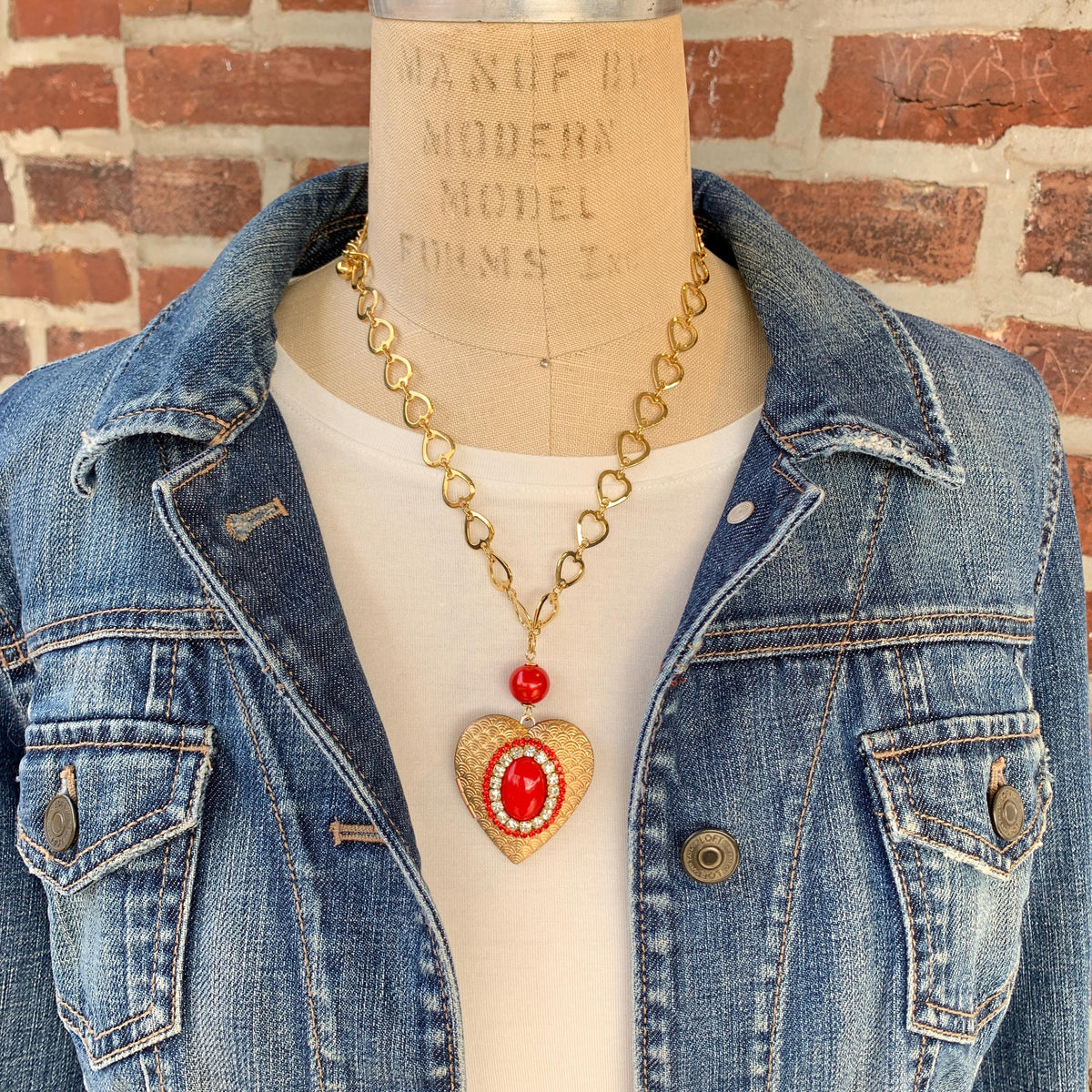 Gold heart locket necklace. Valentines necklaces for women.