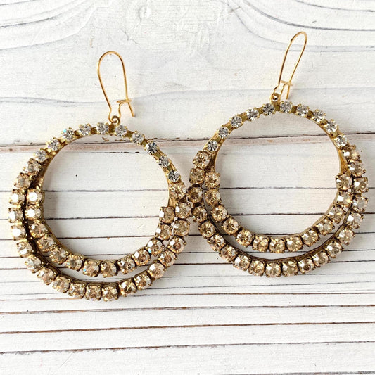 Rhinestone Hoop Earrings - 3 Rhinestone Options