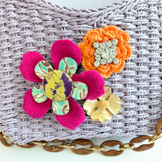 The Poppy Woven Shoulder Bag with Chain Strap - One-of-a-Kind