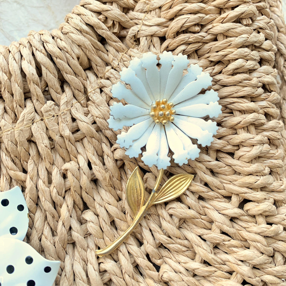 Flower Power Woven Straw Handbag - One-of-a-Kind