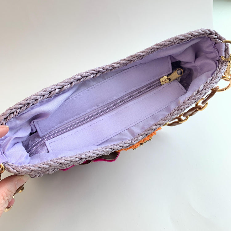 The Poppy Woven Shoulder Bag with Chain Strap - One-of-a-Kind