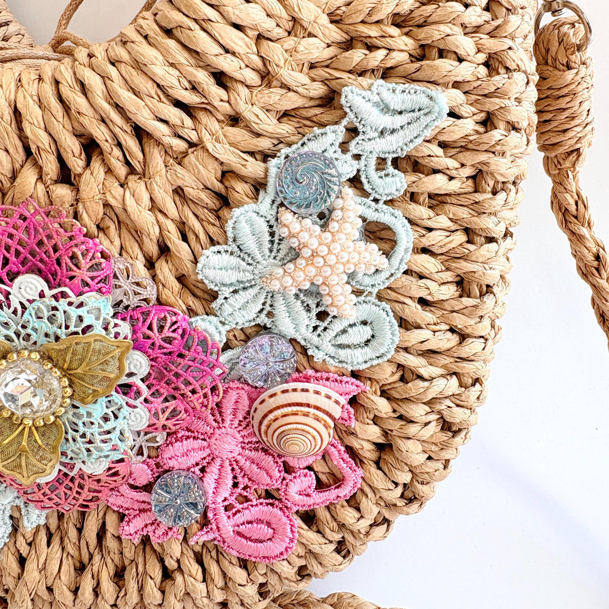 Star Fish Woven Straw Handbag - One-of-a-Kind