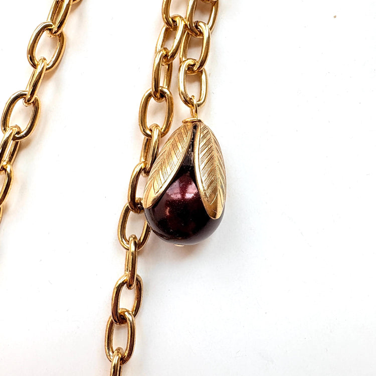 Lenora Dame Colorful Classic Pearl Bead Cap Charm Necklace - 4 Color Options