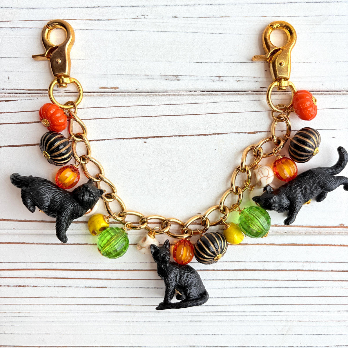 Black Cat Halloween Chain Bag Charm