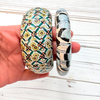 Lenora Dame Decoupaged Bangle Bracelet Set - One of a Kind