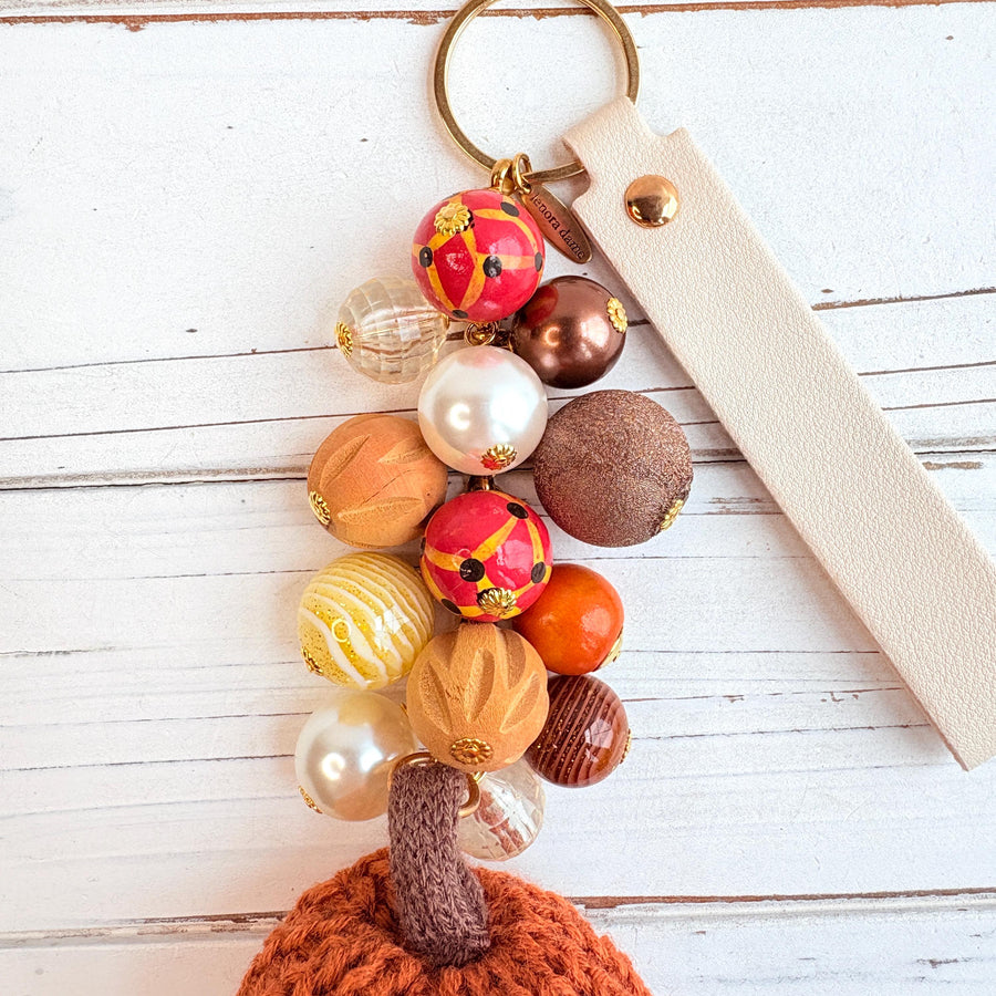 Burnt Orange Crocheted Pumpkin Bag Charm