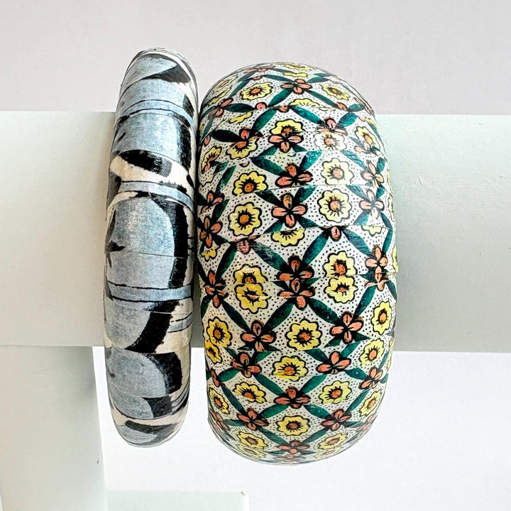 Lenora Dame Decoupaged Bangle Bracelet Set - One of a Kind