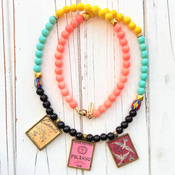 NEW Lenora Dame Retro French Advertising Necklace - One-of-a-Kind