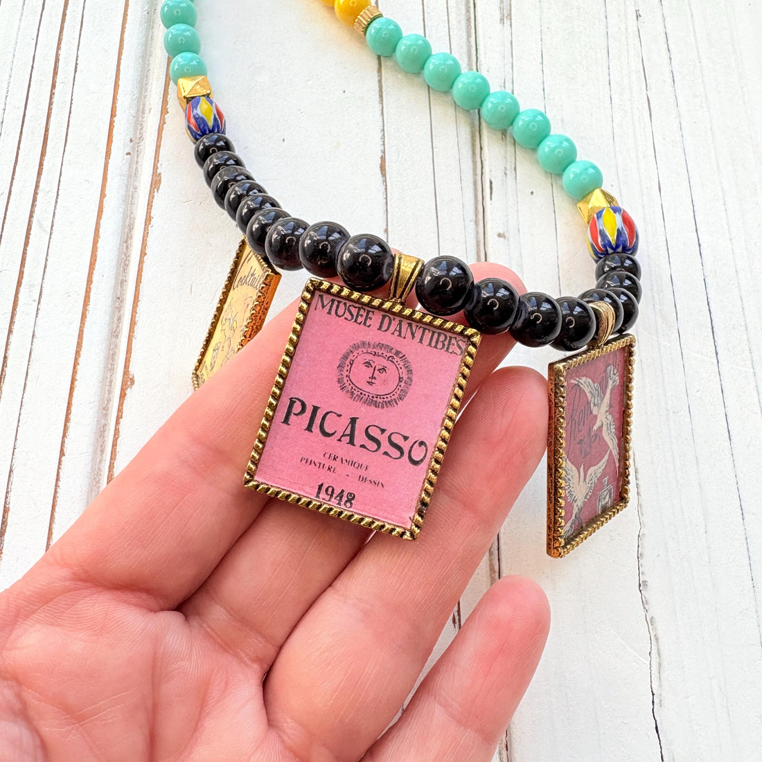 NEW Lenora Dame Retro French Advertising Necklace - One-of-a-Kind
