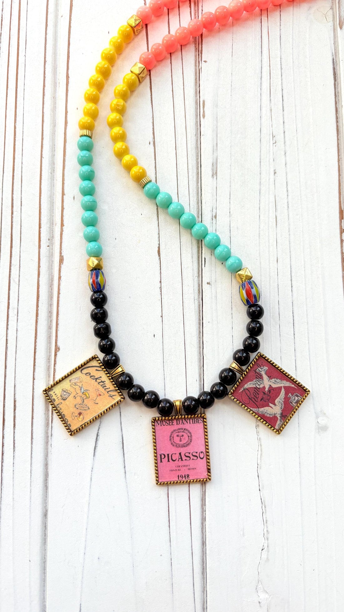 NEW Lenora Dame Retro French Advertising Necklace - One-of-a-Kind