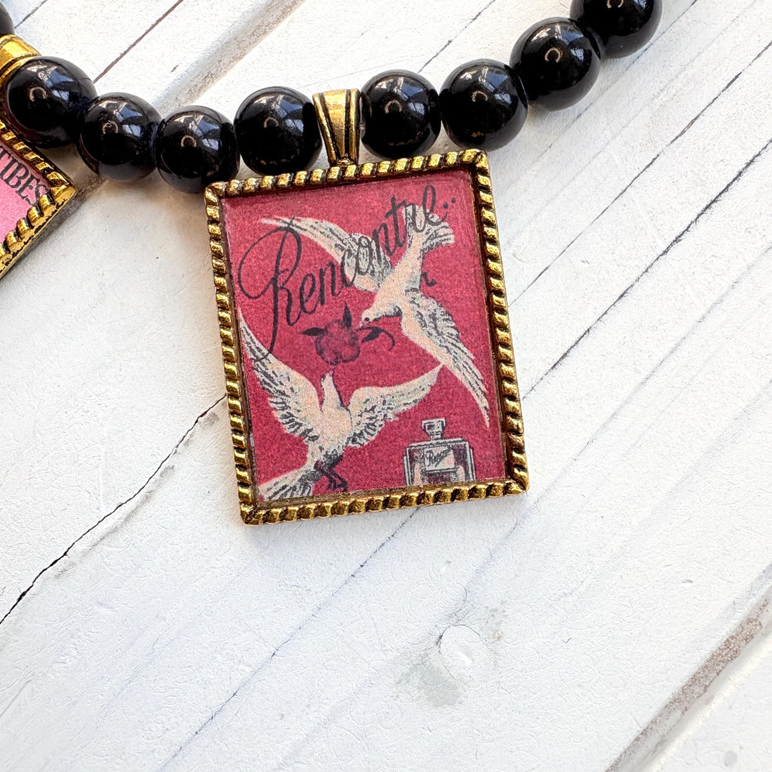 NEW Lenora Dame Retro French Advertising Necklace - One-of-a-Kind
