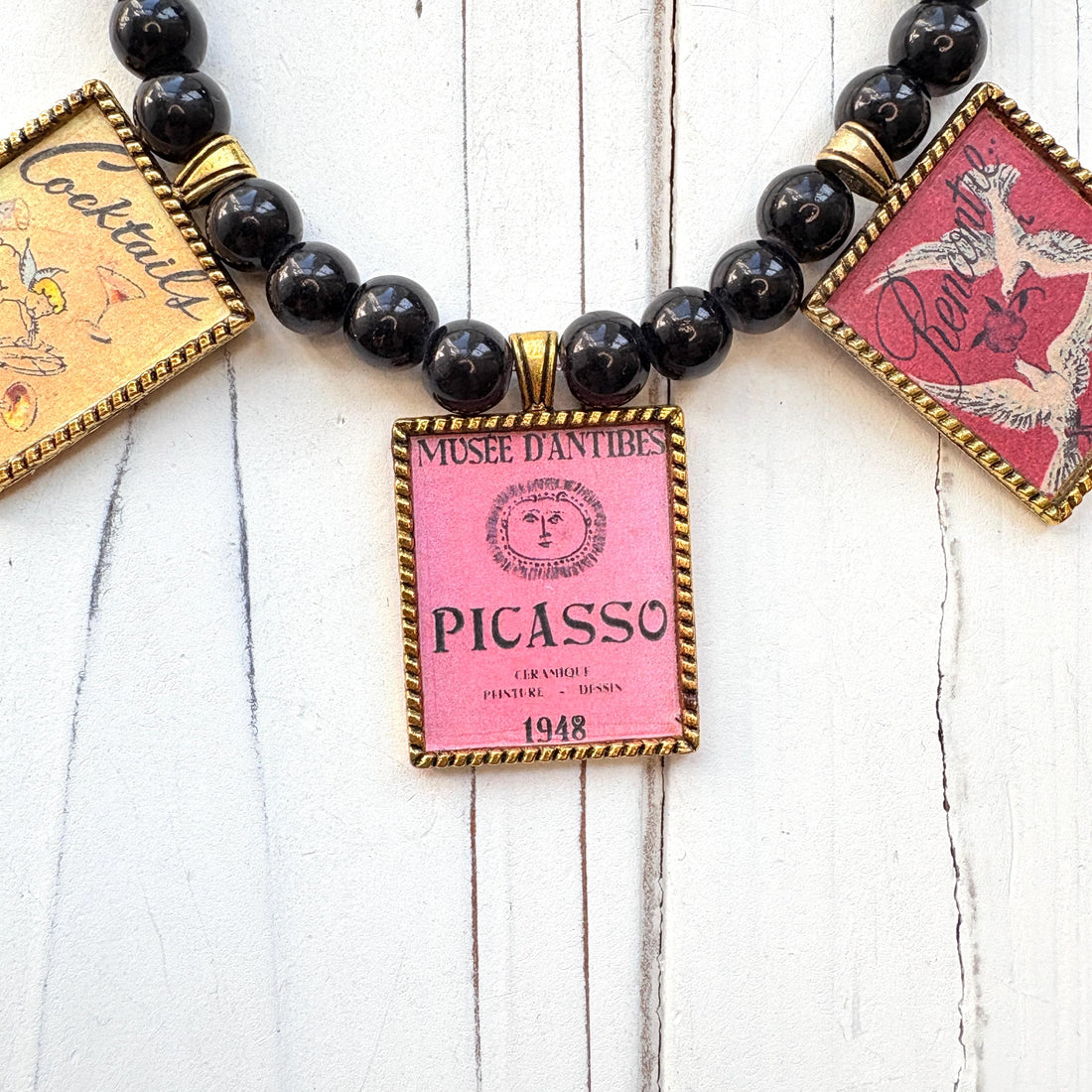 NEW Lenora Dame Retro French Advertising Necklace - One-of-a-Kind