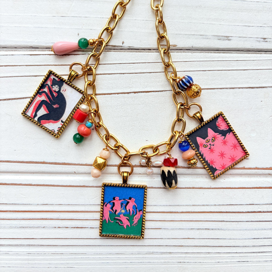 NEW Lenora Dame Crazy Cats Necklace - One-of-a-Kind