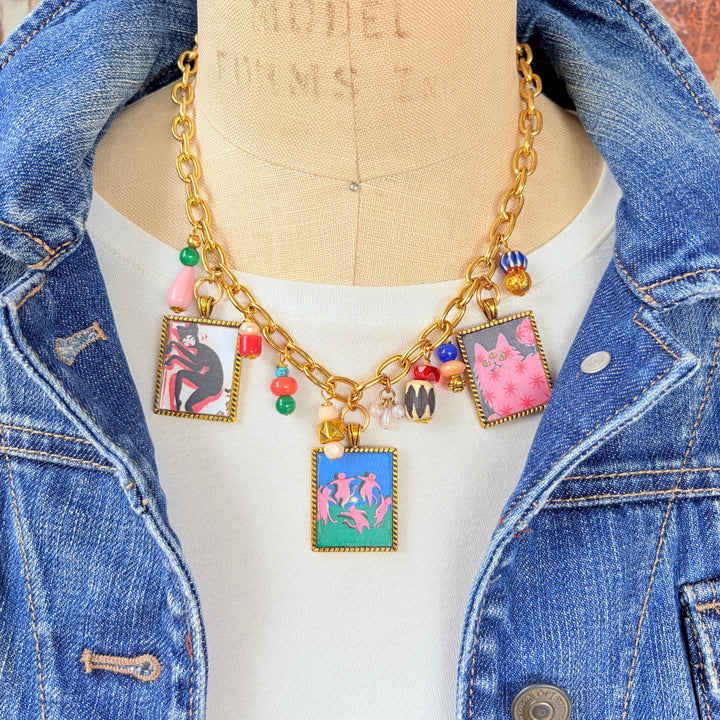 NEW Lenora Dame Crazy Cats Necklace - One-of-a-Kind