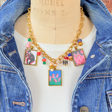 NEW Lenora Dame Crazy Cats Necklace - One-of-a-Kind