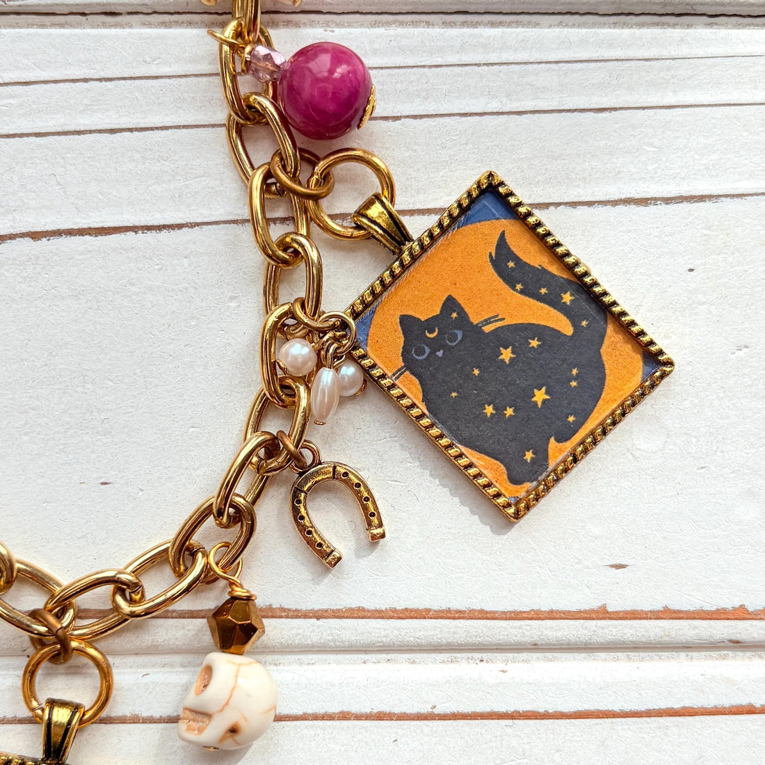 NEW Lenora Dame Lady on the Moon Charm Necklace - One-of-a-Kind