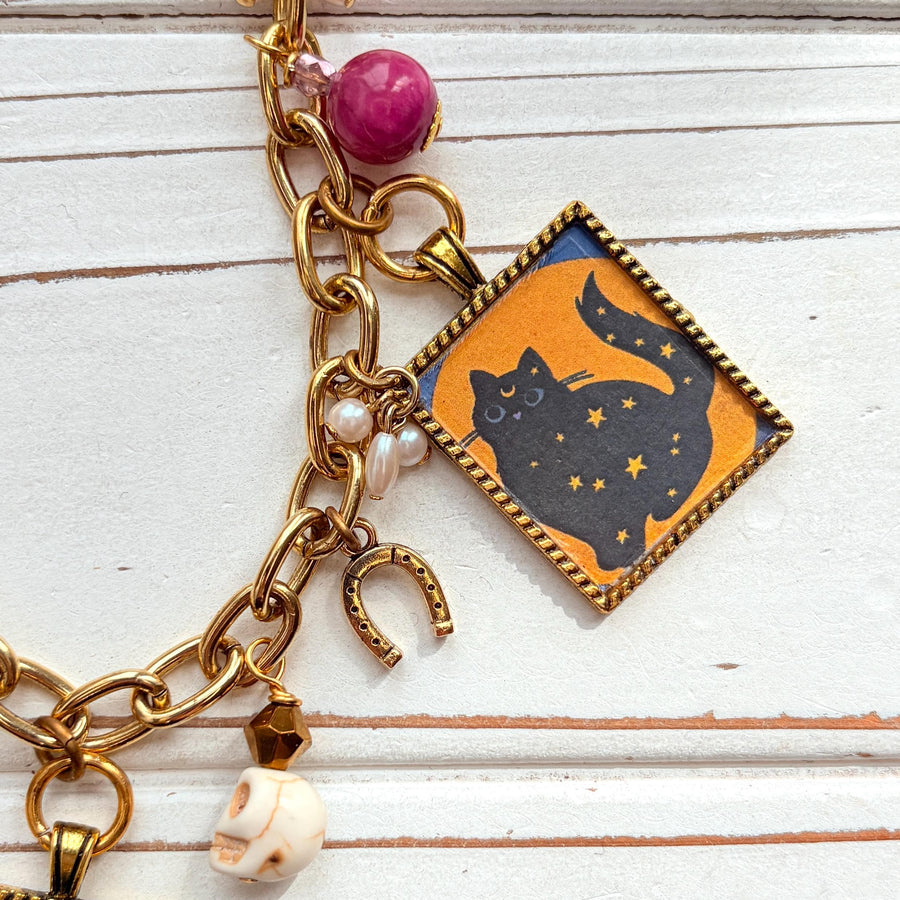 NEW Lenora Dame Lady on the Moon Charm Necklace - One-of-a-Kind