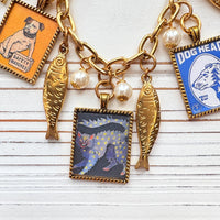 NEW Lenora Dame Sardines and Retro Advertising Necklace - One-of-a-Kind
