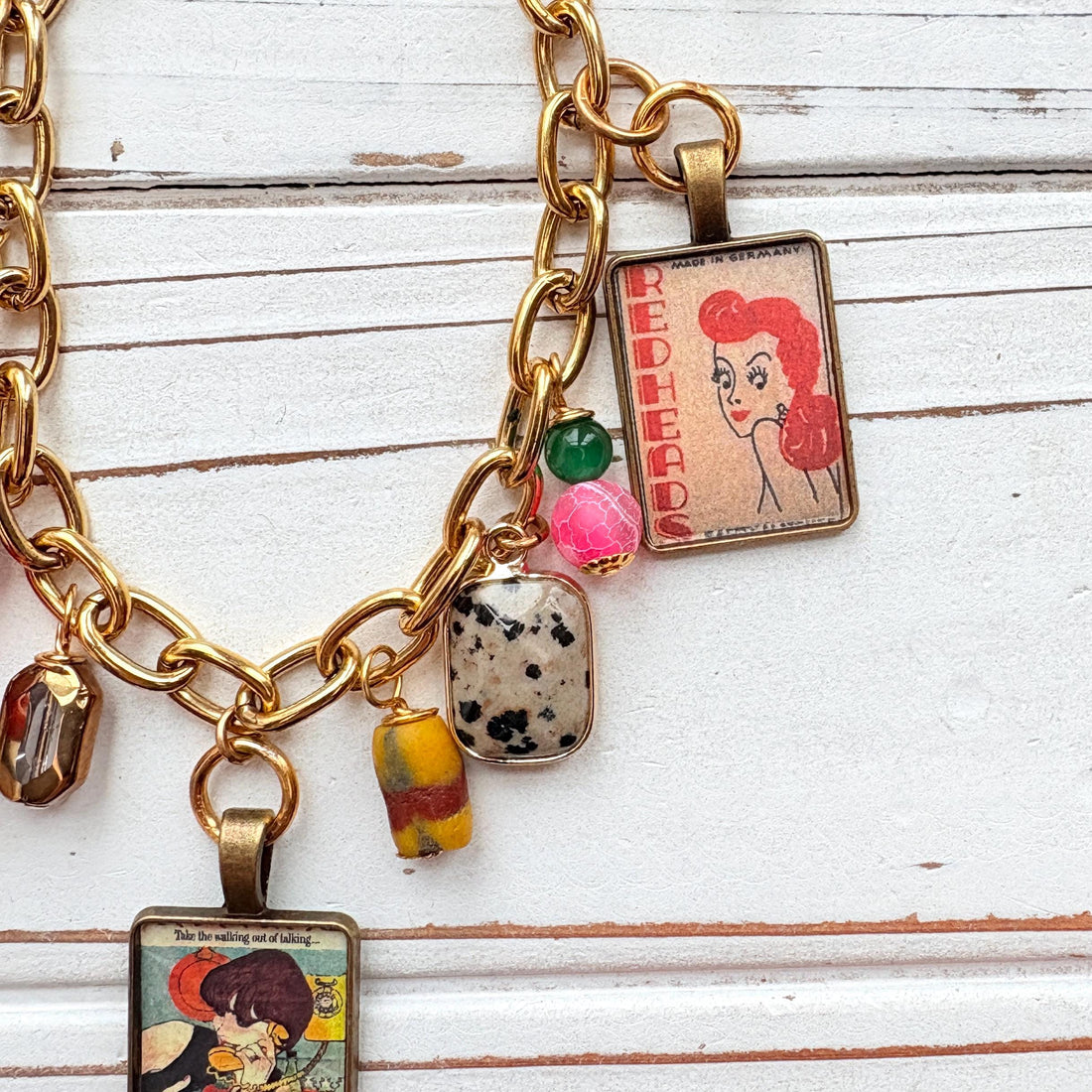 NEW Lenora Dame Redheads Retro Advertising Necklace - One-of-a-Kind