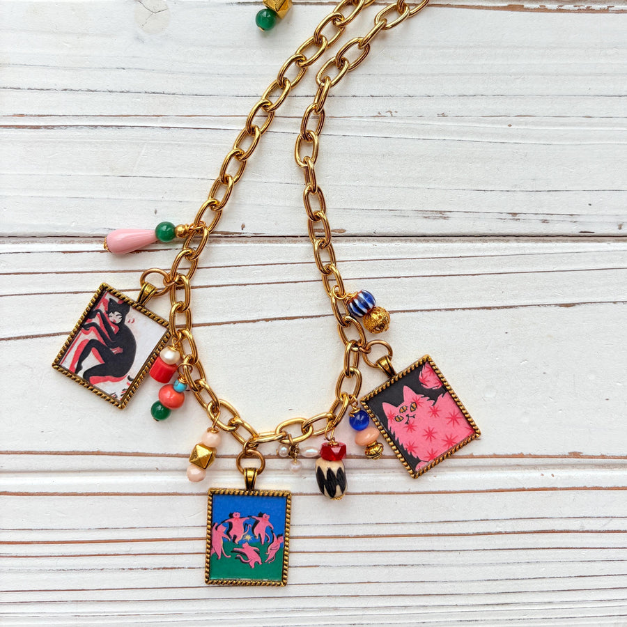 NEW Lenora Dame Crazy Cats Necklace - One-of-a-Kind