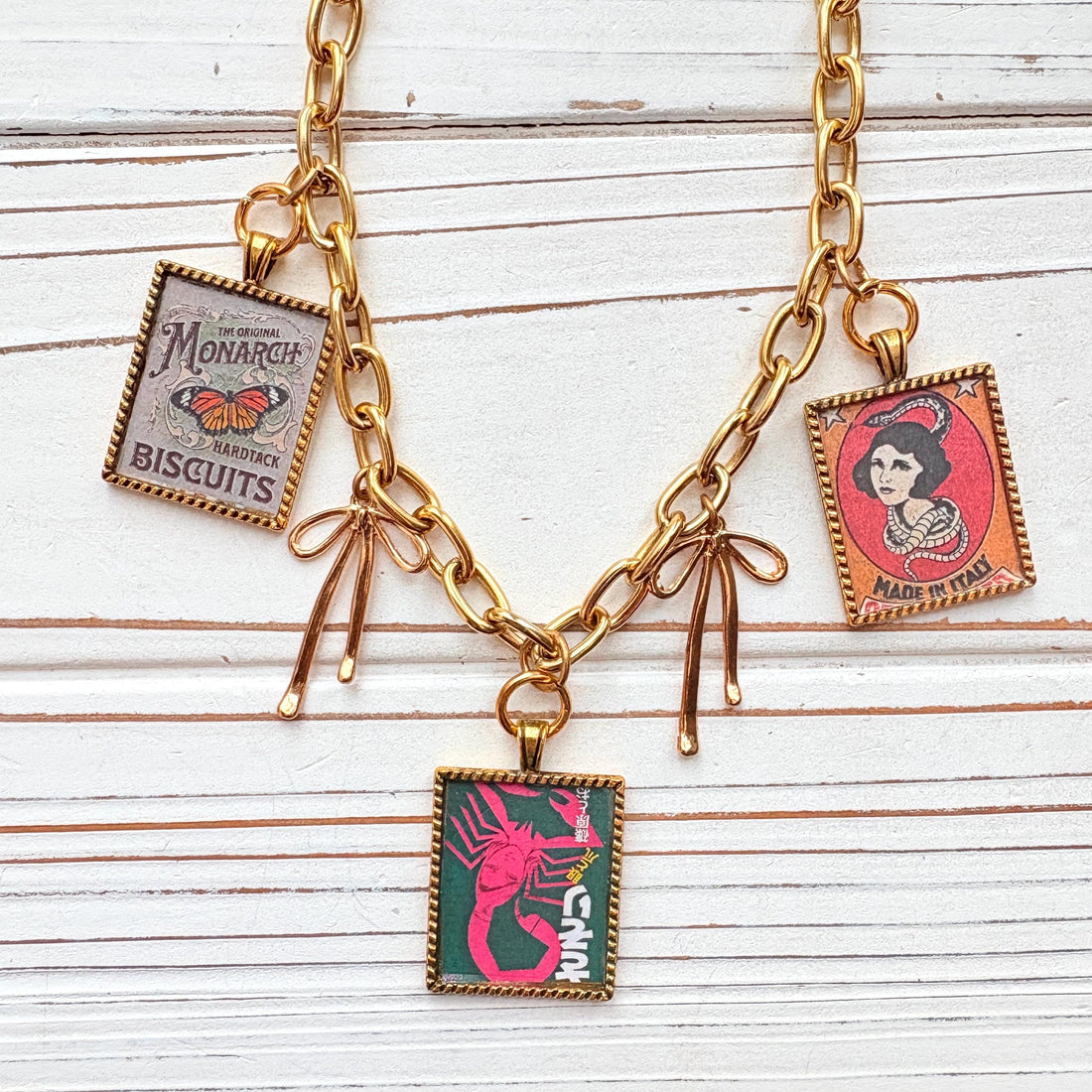NEW Lenora Dame Monarch Biscuits Retro Advertising Necklace - One-of-a-Kind