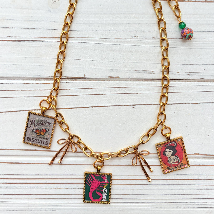NEW Lenora Dame Monarch Biscuits Retro Advertising Necklace - One-of-a-Kind
