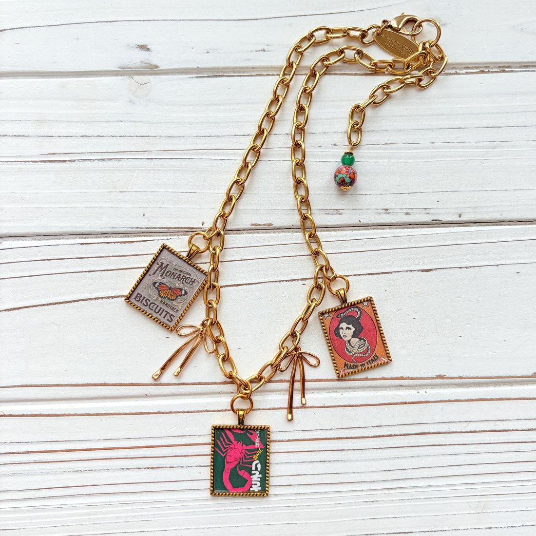NEW Lenora Dame Monarch Biscuits Retro Advertising Necklace - One-of-a-Kind