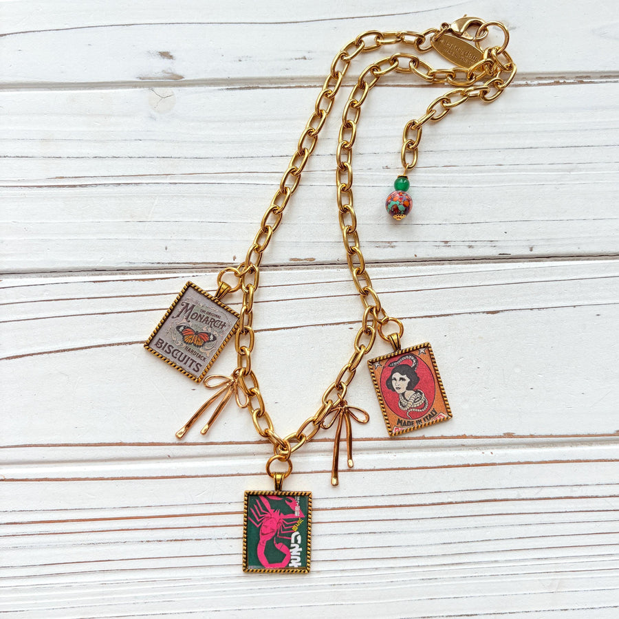 NEW Lenora Dame Monarch Biscuits Retro Advertising Necklace - One-of-a-Kind